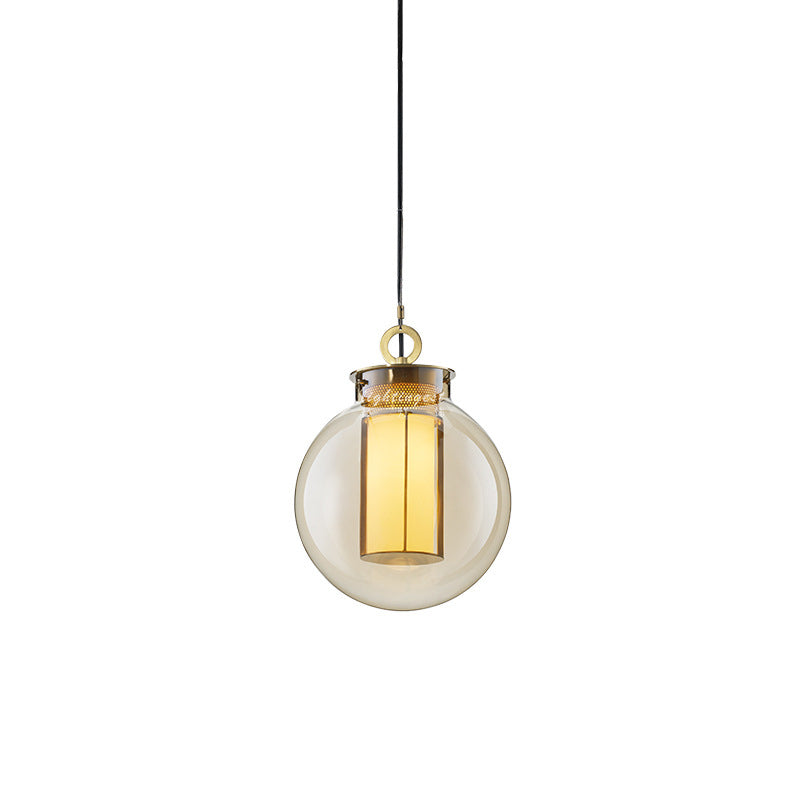 Cognac Glass Global Hanging Pendant Rustic 7"/10" Wide 1 Head Restaurant Suspended Lighting Fixture Clearhalo 'Ceiling Lights' 'Glass shade' 'Glass' 'Pendant Lights' 'Pendants' Lighting' 315697