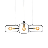 3 Heads Frame Pendant Chandelier Contemporary Metal Suspended Lighting Fixture in Black and Gold Black-Gold Clearhalo 'Ceiling Lights' 'Chandeliers' 'Modern Chandeliers' 'Modern' Lighting' 316155