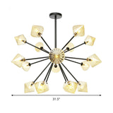 Contemporary Tapered Semi Flush Light Amber Glass 18 Bulbs Living Room Ceiling Mounted Fixture Clearhalo 'Ceiling Lights' 'Chandeliers' 'Close To Ceiling Lights' 'Close to ceiling' 'Glass shade' 'Glass' 'Semi-flushmount' Lighting' 316199