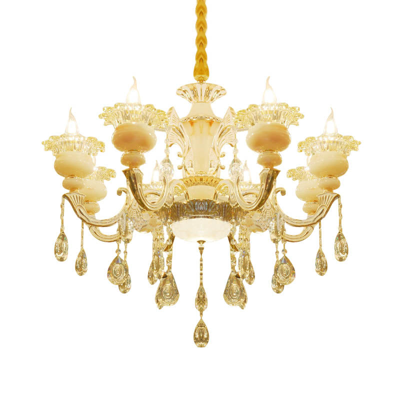 Flower Living Room Chandelier Lighting Crystal 8/10 Lights Contemporary Pendant Lamp in White Clearhalo 'Ceiling Lights' 'Chandeliers' Lighting' options 316258