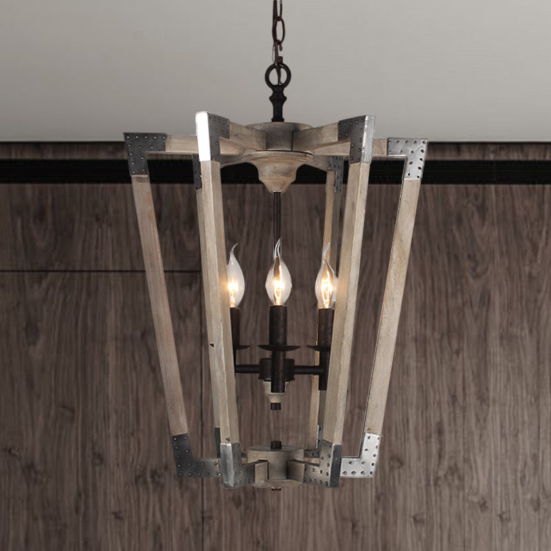 Modernism Tapered Ceiling Chandelier White/Beige/Dark Wood 3 Heads Hanging Light Fixture for Bedroom Clearhalo 'Ceiling Lights' 'Chandeliers' Lighting' options 316342