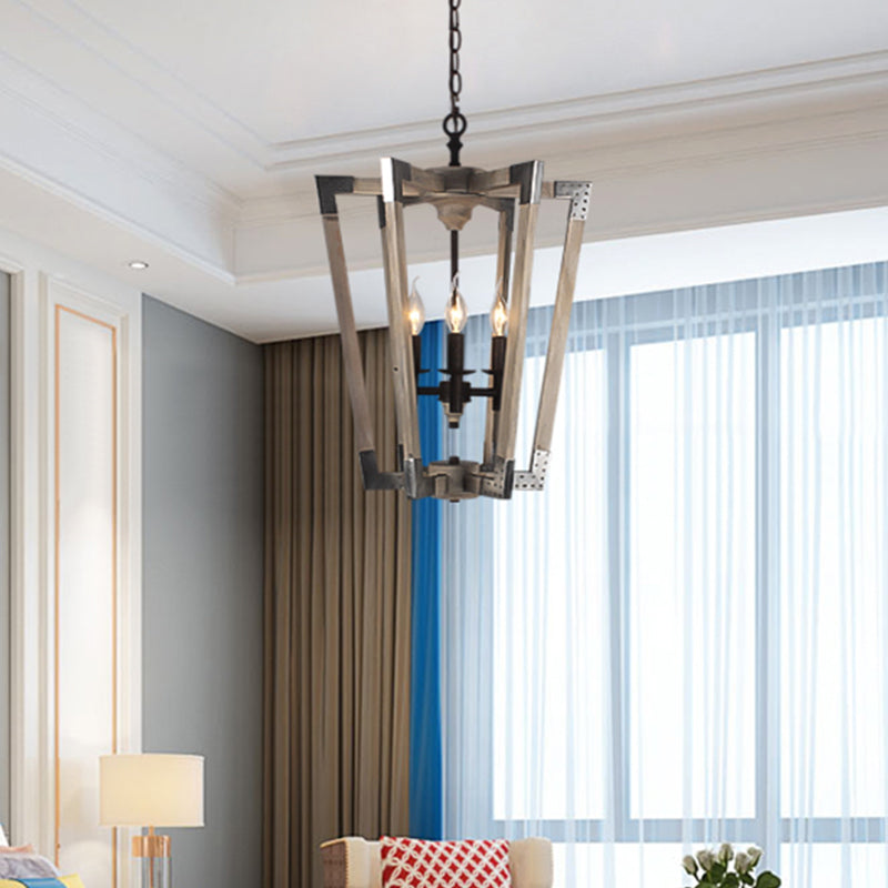 Modernism Tapered Ceiling Chandelier White/Beige/Dark Wood 3 Heads Hanging Light Fixture for Bedroom Clearhalo 'Ceiling Lights' 'Chandeliers' Lighting' options 316343