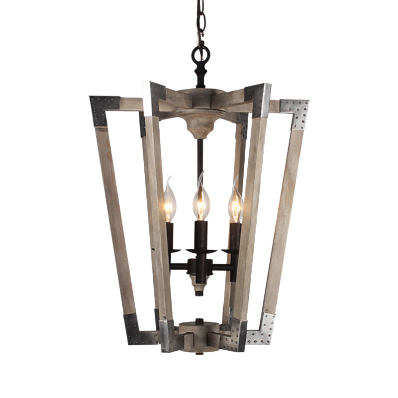 Modernism Tapered Ceiling Chandelier White/Beige/Dark Wood 3 Heads Hanging Light Fixture for Bedroom Clearhalo 'Ceiling Lights' 'Chandeliers' Lighting' options 316344