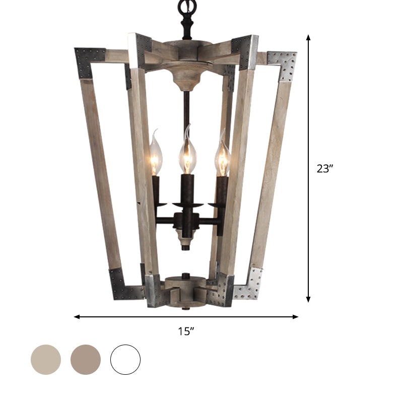 Modernism Tapered Ceiling Chandelier White/Beige/Dark Wood 3 Heads Hanging Light Fixture for Bedroom Clearhalo 'Ceiling Lights' 'Chandeliers' Lighting' options 316345