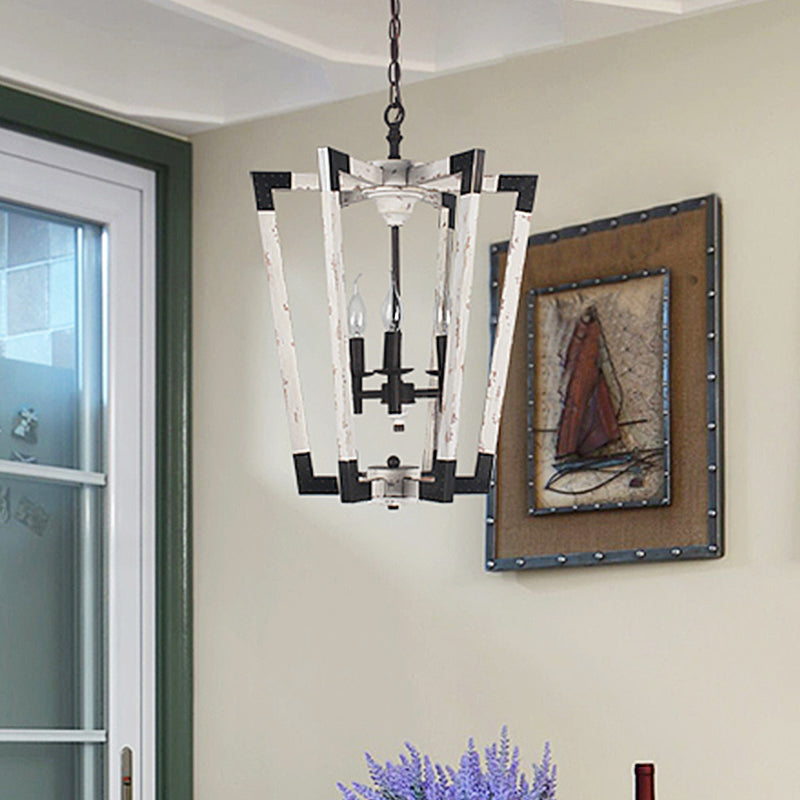 Modernism Tapered Ceiling Chandelier White/Beige/Dark Wood 3 Heads Hanging Light Fixture for Bedroom Clearhalo 'Ceiling Lights' 'Chandeliers' Lighting' options 316348