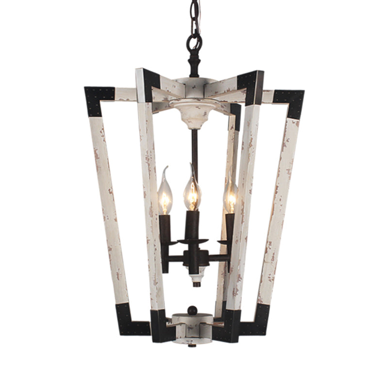 Modernism Tapered Ceiling Chandelier White/Beige/Dark Wood 3 Heads Hanging Light Fixture for Bedroom Clearhalo 'Ceiling Lights' 'Chandeliers' Lighting' options 316349