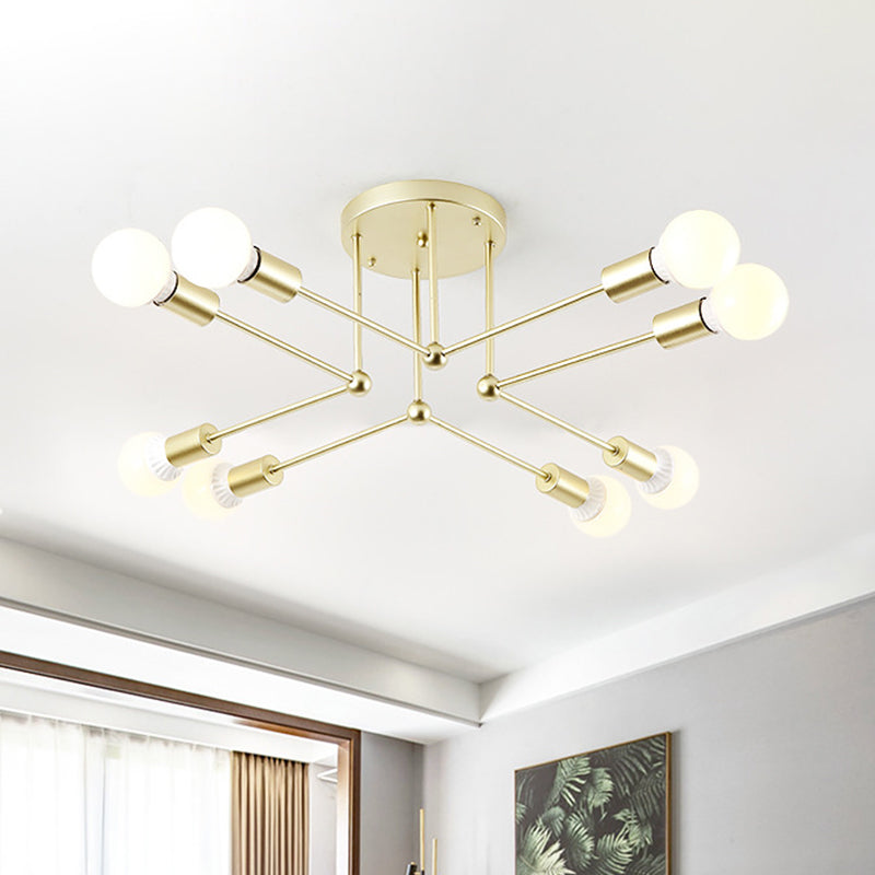 Metal Radial Chandelier Lighting Contemporary 8 Heads Gold Ceiling Hanging Light Clearhalo 'Ceiling Lights' 'Chandeliers' 'Modern Chandeliers' 'Modern' Lighting' 316447