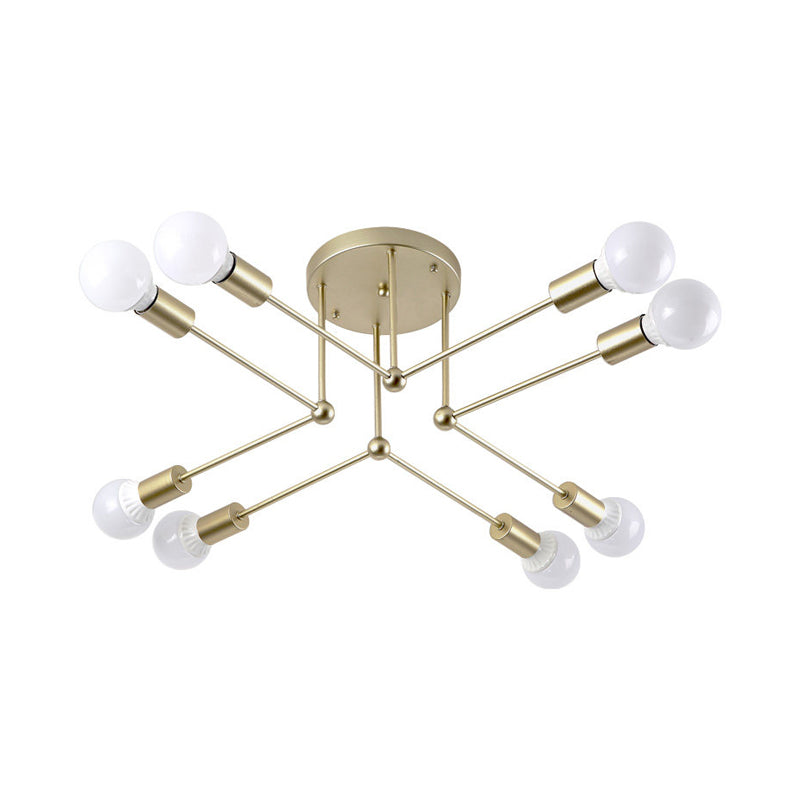 Metal Radial Chandelier Lighting Contemporary 8 Heads Gold Ceiling Hanging Light Clearhalo 'Ceiling Lights' 'Chandeliers' 'Modern Chandeliers' 'Modern' Lighting' 316449