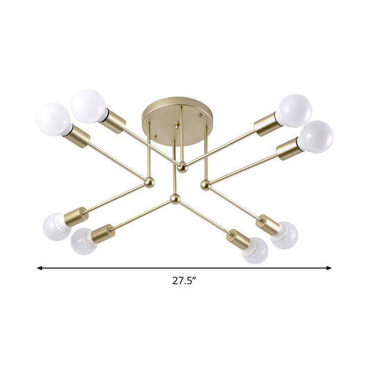 Metal Radial Chandelier Lighting Contemporary 8 Heads Gold Ceiling Hanging Light Clearhalo 'Ceiling Lights' 'Chandeliers' 'Modern Chandeliers' 'Modern' Lighting' 316450