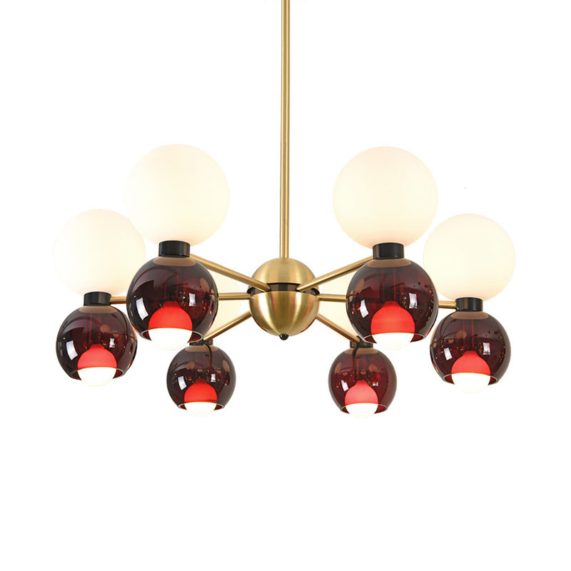 12 Heads Starburst Ceiling Chandelier Contemporary Metal Hanging Light Fixture in Brass Clearhalo 'Ceiling Lights' 'Chandeliers' 'Close To Ceiling Lights' 'Glass shade' 'Glass' 'Modern Chandeliers' 'Modern' Lighting' 316469