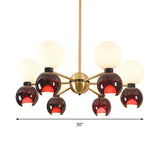 12 Heads Starburst Ceiling Chandelier Contemporary Metal Hanging Light Fixture in Brass Clearhalo 'Ceiling Lights' 'Chandeliers' 'Close To Ceiling Lights' 'Glass shade' 'Glass' 'Modern Chandeliers' 'Modern' Lighting' 316470