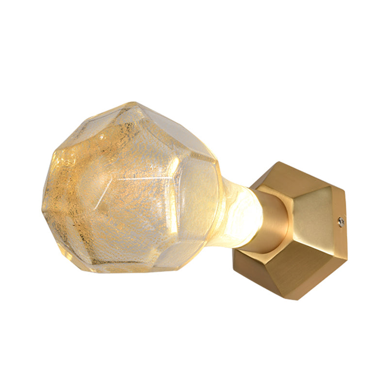 Traditionalism Geometric Wall Mount Lamp LED Bubble Glass Wall Sconce Light in Gold for Restaurant Clearhalo 'Wall Lamps & Sconces' 'Wall Lights' Lighting' 316700