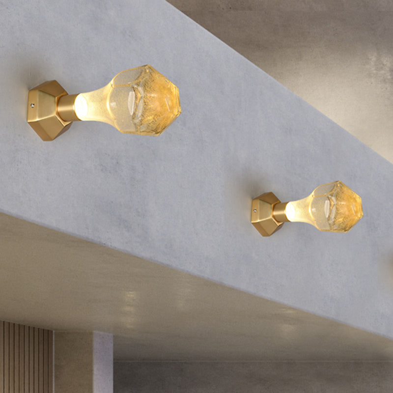 Traditionalism Geometric Wall Mount Lamp LED Bubble Glass Wall Sconce Light in Gold for Restaurant Gold Clearhalo 'Wall Lamps & Sconces' 'Wall Lights' Lighting' 316702