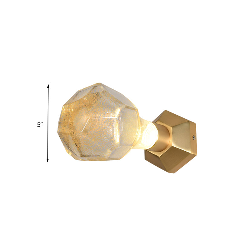 Traditionalism Geometric Wall Mount Lamp LED Bubble Glass Wall Sconce Light in Gold for Restaurant Clearhalo 'Wall Lamps & Sconces' 'Wall Lights' Lighting' 316704