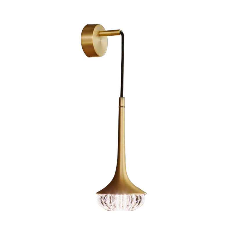 Teardrop Gold Crystal Sconce Light Modernism 1 Head LED Wall Lighting Fixture with Metal Round Backplate Clearhalo 'Modern wall lights' 'Modern' 'Wall Lamps & Sconces' 'Wall Lights' Lighting' 317027