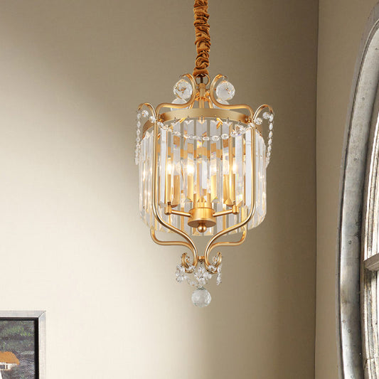 Gold 3 Lights Chandelier Lamp Simple Crystal Candle-Style Pendant Light Fixture for Living Room Clearhalo 'Ceiling Lights' 'Chandeliers' Lighting' options 317075