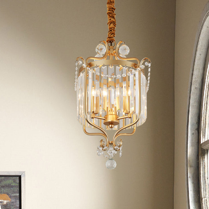 Gold 3 Lights Chandelier Lamp Simple Crystal Candle-Style Pendant Light Fixture for Living Room Gold Clearhalo 'Ceiling Lights' 'Chandeliers' Lighting' options 317075_5a442d81-2bca-4f72-8ede-e2e8621aaf0b