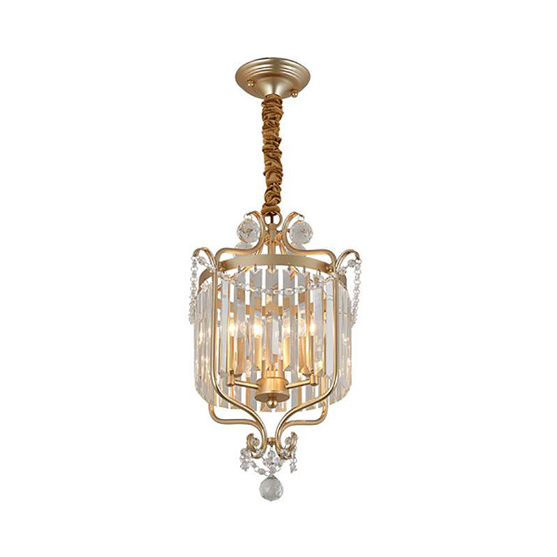 Gold 3 Lights Chandelier Lamp Simple Crystal Candle-Style Pendant Light Fixture for Living Room Clearhalo 'Ceiling Lights' 'Chandeliers' Lighting' options 317078