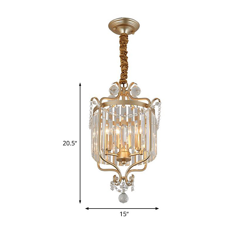 Gold 3 Lights Chandelier Lamp Simple Crystal Candle-Style Pendant Light Fixture for Living Room Clearhalo 'Ceiling Lights' 'Chandeliers' Lighting' options 317079