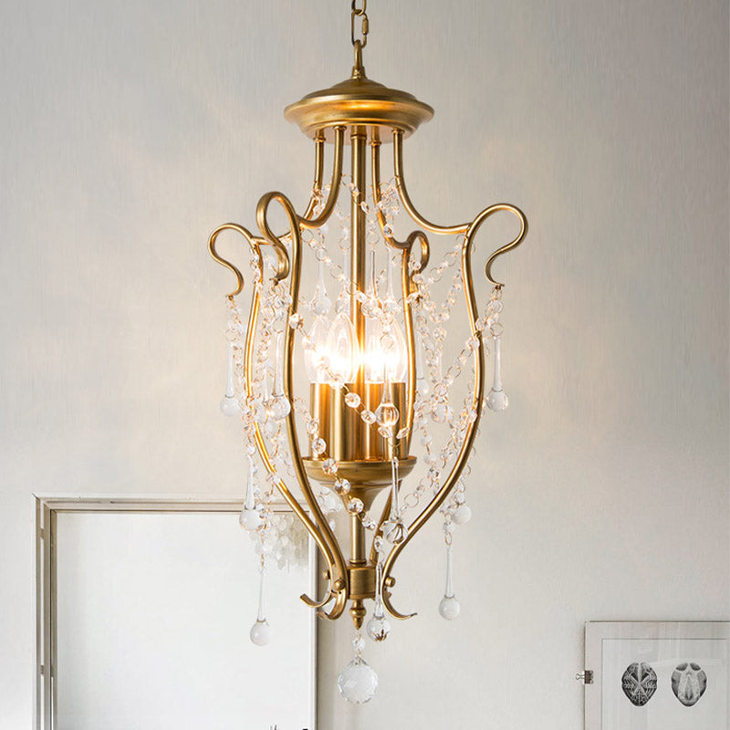 Gold Candle Chandelier Light Fixture Countryside 4 Lights Living Room Hanging Lamp Kit Gold Clearhalo 'Ceiling Lights' 'Chandeliers' Lighting' options 317085_987ae82f-f384-4a1e-b01a-0bc516af6db1