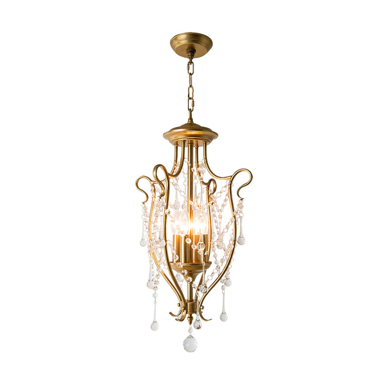 Gold Candle Chandelier Light Fixture Countryside 4 Lights Living Room Hanging Lamp Kit Clearhalo 'Ceiling Lights' 'Chandeliers' Lighting' options 317088