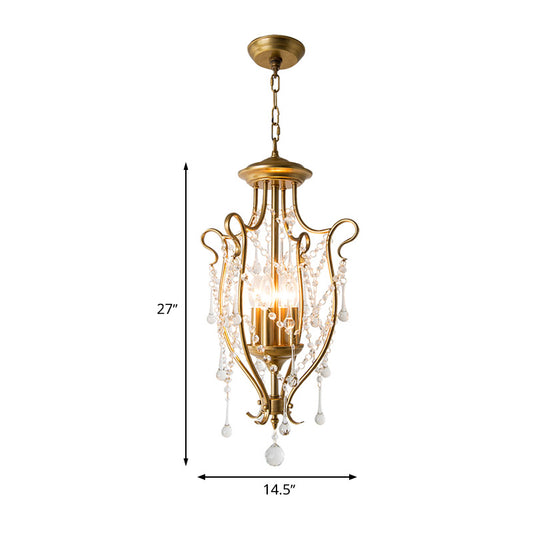 Gold Candle Chandelier Light Fixture Countryside 4 Lights Living Room Hanging Lamp Kit Clearhalo 'Ceiling Lights' 'Chandeliers' Lighting' options 317089