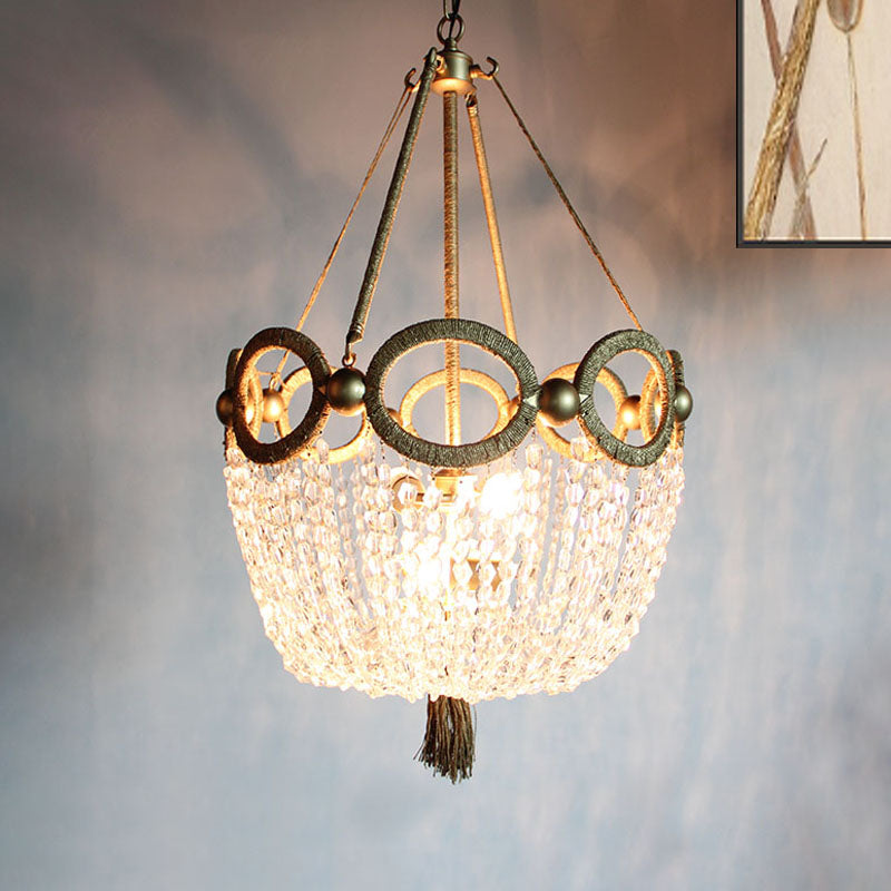 Simple Basket Chandelier Light Fixture 4 Lights Crystal Pendant Lighting in Gold for Living Room Clearhalo 'Ceiling Lights' 'Chandeliers' Lighting' options 317100