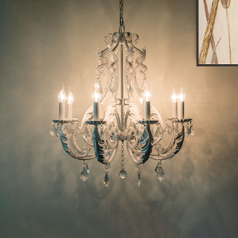 8 Lights Clear Crystal Chandelier Lighting Fixture Rustic Candle Bedroom Suspension Lamp Clearhalo 'Ceiling Lights' 'Chandeliers' Lighting' options 317115