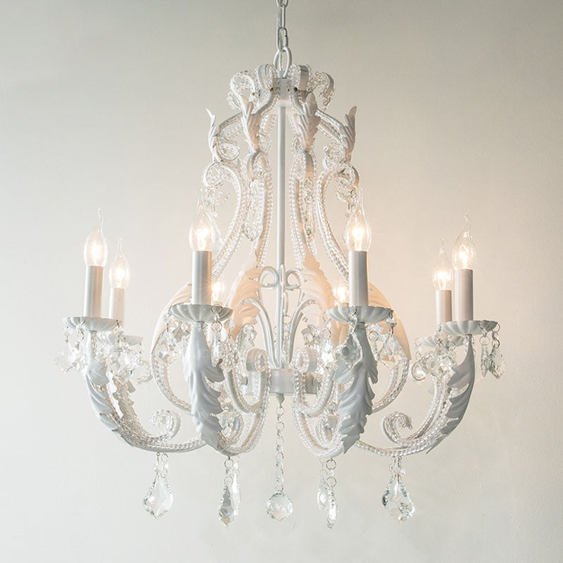 8 Lights Clear Crystal Chandelier Lighting Fixture Rustic Candle Bedroom Suspension Lamp Clearhalo 'Ceiling Lights' 'Chandeliers' Lighting' options 317117