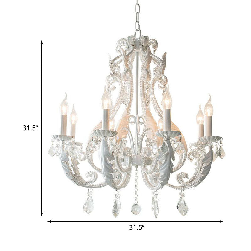 8 Lights Clear Crystal Chandelier Lighting Fixture Rustic Candle Bedroom Suspension Lamp Clearhalo 'Ceiling Lights' 'Chandeliers' Lighting' options 317119