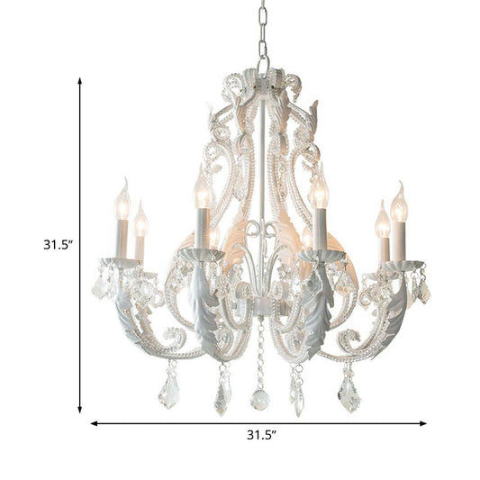 8 Lights Clear Crystal Chandelier Lighting Fixture Rustic Candle Bedroom Suspension Lamp Clearhalo 'Ceiling Lights' 'Chandeliers' Lighting' options 317119