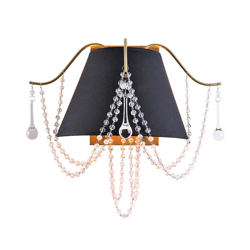 Bead Wall Mounted Light Traditional Translucent Crystal 2 Lights Black Wall Sconce Lighting Clearhalo 'Wall Lamps & Sconces' 'Wall Lights' Lighting' 317150