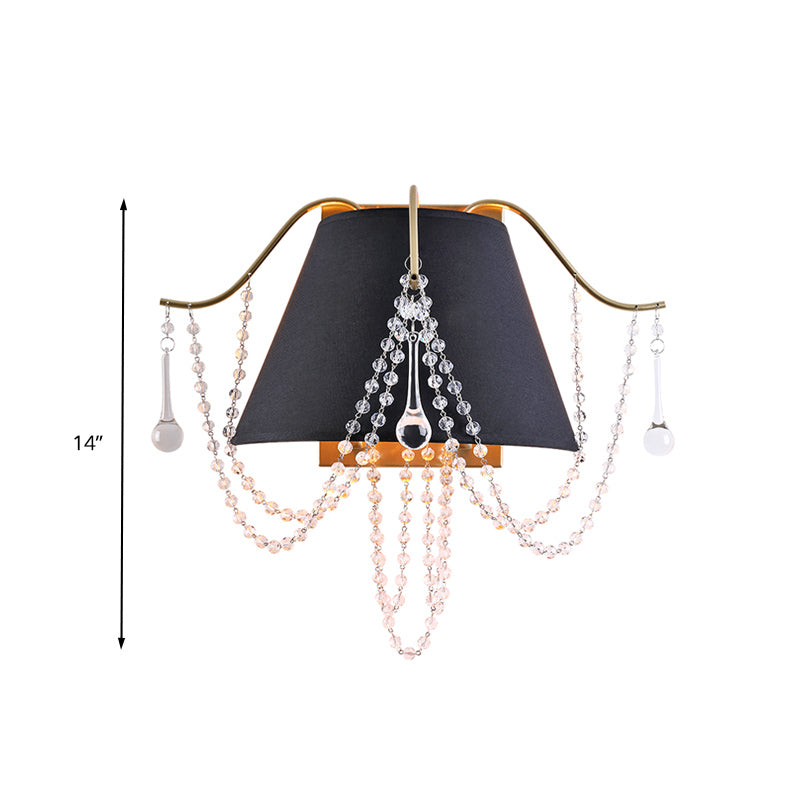 Bead Wall Mounted Light Traditional Translucent Crystal 2 Lights Black Wall Sconce Lighting Clearhalo 'Wall Lamps & Sconces' 'Wall Lights' Lighting' 317154