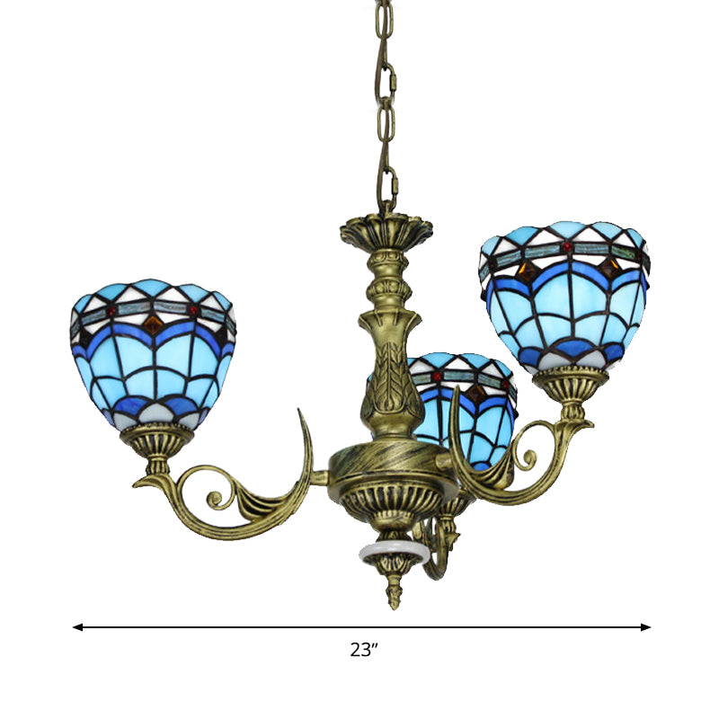 Curved Arm Hanging Chandelier 5/9/11 Lights Cut Glass Victorian Suspension Lighting in Blue for Bedroom Clearhalo 'Ceiling Lights' 'Chandeliers' 'Industrial' 'Middle Century Chandeliers' 'Tiffany Chandeliers' 'Tiffany close to ceiling' 'Tiffany' Lighting' 317495