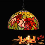 12"/16" Wide Black 1/2 Lights Chandelier Lighting Fixture Mediterranean Red Cut Glass Petal Pendant Lamp Clearhalo 'Ceiling Lights' 'Chandeliers' 'Industrial' 'Middle Century Chandeliers' 'Tiffany Chandeliers' 'Tiffany close to ceiling' 'Tiffany' Lighting' 317602