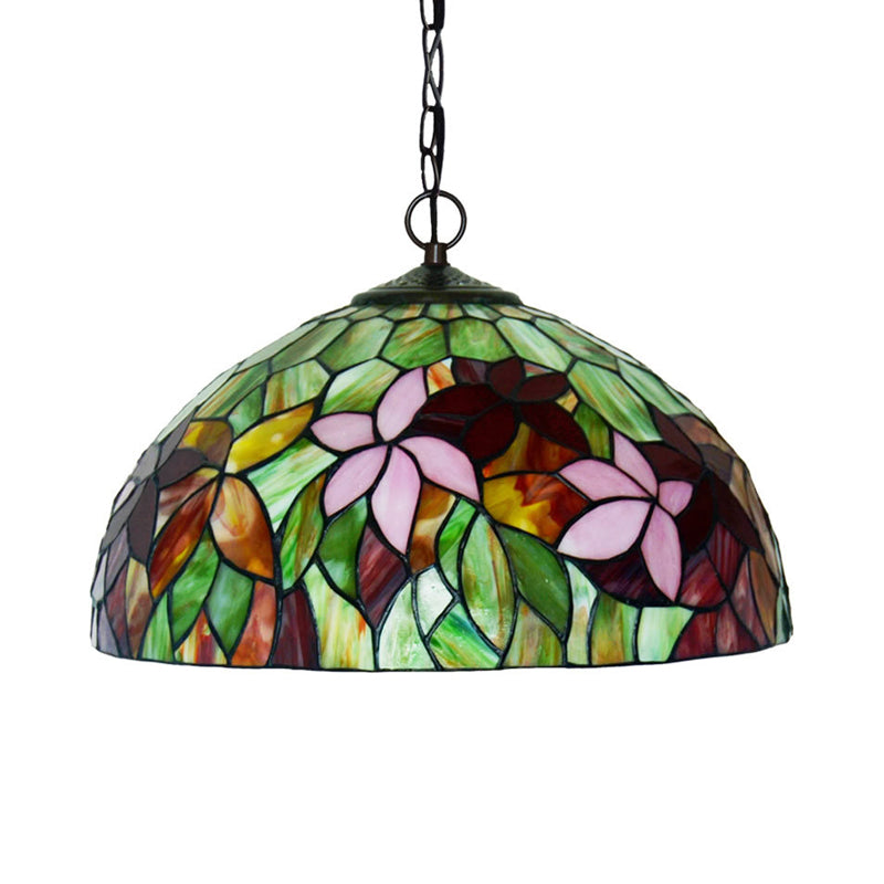 12"/16" Wide Black 1/2 Lights Chandelier Lighting Fixture Mediterranean Red Cut Glass Petal Pendant Lamp Clearhalo 'Ceiling Lights' 'Chandeliers' 'Industrial' 'Middle Century Chandeliers' 'Tiffany Chandeliers' 'Tiffany close to ceiling' 'Tiffany' Lighting' 317607