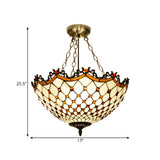 Bowl Semi Mount Lighting 3 Lights White/Blue Glass Baroque Ceiling Lamp for Living Room Clearhalo 'Ceiling Lights' 'Close To Ceiling Lights' 'Close to ceiling' 'Glass shade' 'Glass' 'Semi-flushmount' 'Tiffany close to ceiling' 'Tiffany' Lighting' 317984