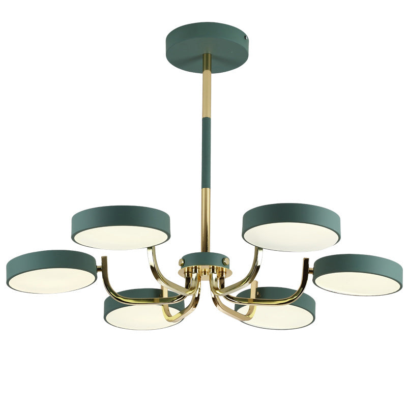 Scandinavian Round Hanging Chandelier Acrylic 6 Lights Hanging Pendant Fixture for Living Room Green Clearhalo 'Ceiling Lights' 'Chandeliers' Lighting' options 31806_9634ce2f-3e49-45a1-b0da-23c499a0331f