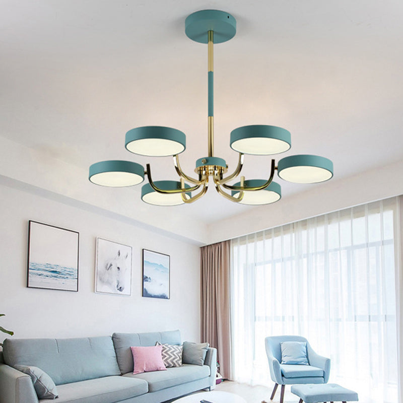 Scandinavian Round Hanging Chandelier Acrylic 6 Lights Hanging Pendant Fixture for Living Room Clearhalo 'Ceiling Lights' 'Chandeliers' Lighting' options 31810