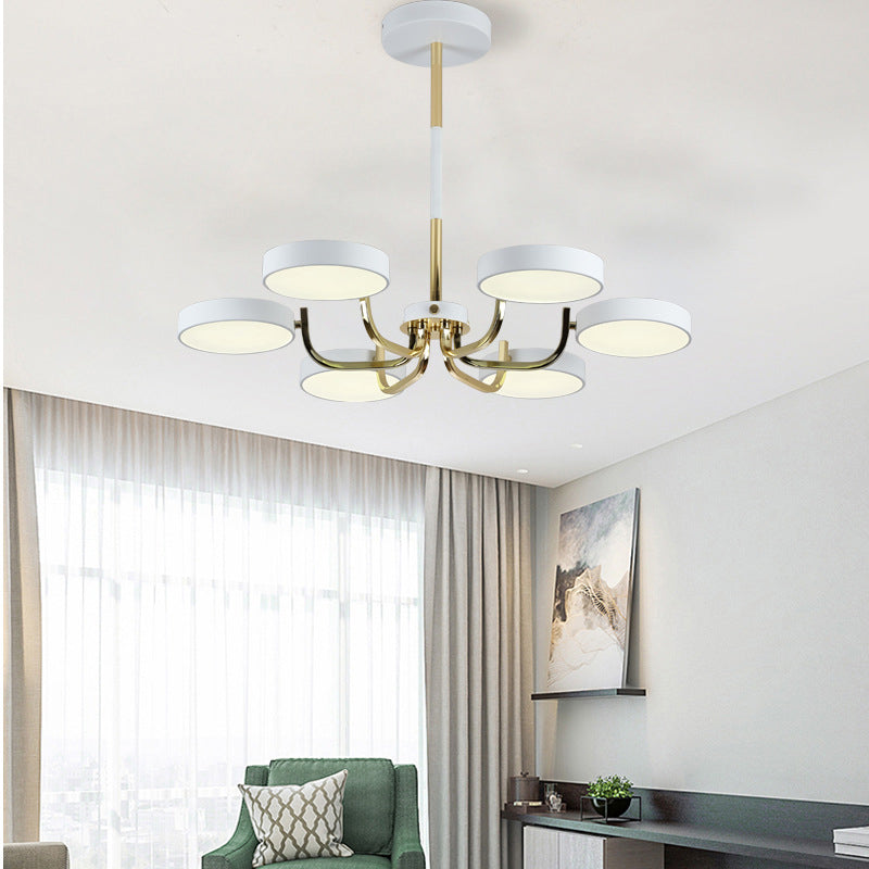 Scandinavian Round Hanging Chandelier Acrylic 6 Lights Hanging Pendant Fixture for Living Room Clearhalo 'Ceiling Lights' 'Chandeliers' Lighting' options 31814