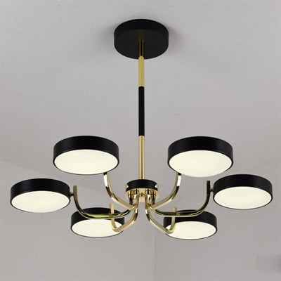 Scandinavian Round Hanging Chandelier Acrylic 6 Lights Hanging Pendant Fixture for Living Room Black Clearhalo 'Ceiling Lights' 'Chandeliers' Lighting' options 31815_bd411044-1eb1-410e-b417-f72548e3cc35