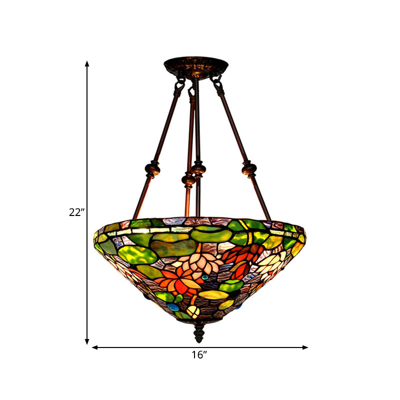 Petal Semi Flush Mount Light Baroque Red/Yellow/Blue Cut Glass 2 Lights Bronze Ceiling Fixture for Living Room Clearhalo 'Ceiling Lights' 'Close To Ceiling Lights' 'Close to ceiling' 'Glass shade' 'Glass' 'Semi-flushmount' 'Tiffany close to ceiling' 'Tiffany' Lighting' 318181