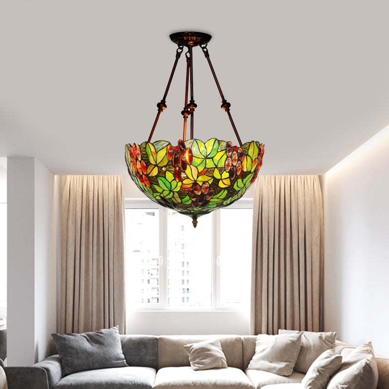 16"/18" Wide Mediterranean Dome Semi Flush Mount 2 Lights Green Cut Glass Ceiling Light Fixture Green 16" Clearhalo 'Ceiling Lights' 'Close To Ceiling Lights' 'Close to ceiling' 'Glass shade' 'Glass' 'Semi-flushmount' 'Tiffany close to ceiling' 'Tiffany' Lighting' 318191