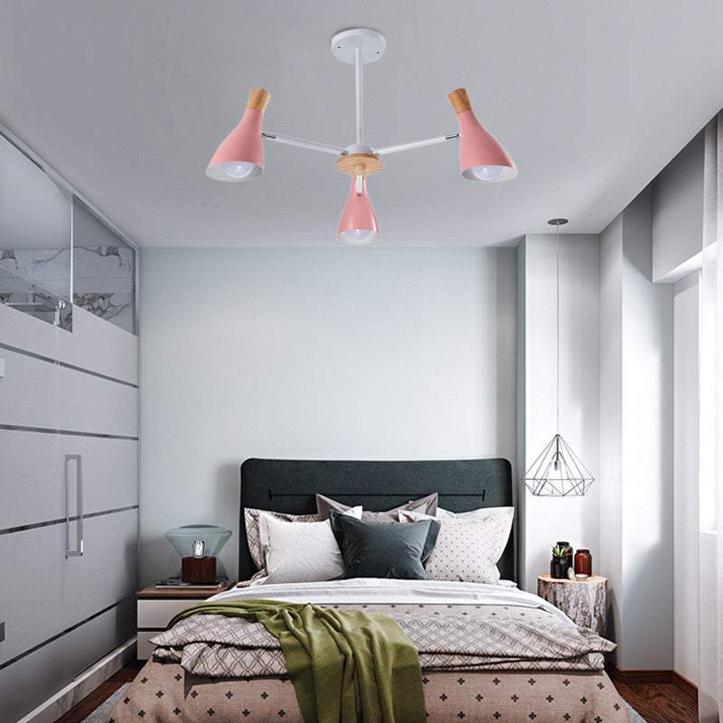 Kindergarten Horn Shape Chandelier Metal Macaroon Hanging Pendant Fixture Pink Clearhalo 'Ceiling Lights' 'Chandeliers' Lighting' options 31903_635eca11-0eb4-491d-8b37-1fd27adf1d98