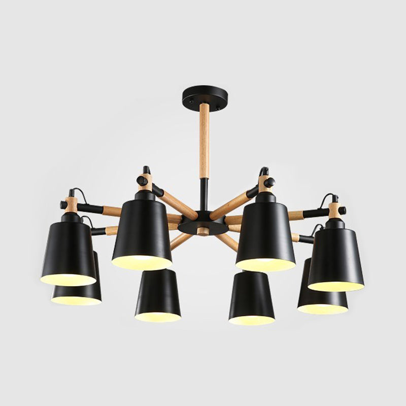 Tapered Shade Living Room Hanging Lights Iron 8 Bulbs Nordic Hanging Chandelier Black Clearhalo 'Ceiling Lights' 'Chandeliers' Lighting' options 31953_39c89d76-7c23-46b3-bbd3-d1ae70f46163