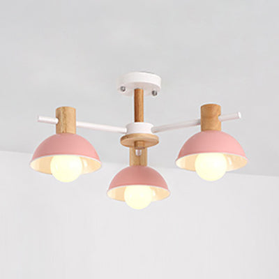 Dome Living Room Hanging Pendant Fixture Metal 3 Lights Modern Hanging Lights Pink Clearhalo 'Ceiling Lights' 'Chandeliers' Lighting' options 31993_009e7771-2aec-41f4-84c6-128d161b3364