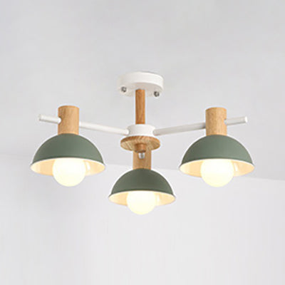 Dome Living Room Hanging Pendant Fixture Metal 3 Lights Modern Hanging Lights Green Clearhalo 'Ceiling Lights' 'Chandeliers' Lighting' options 31996_25d382ff-ce57-48b5-b504-32b81b7832d1