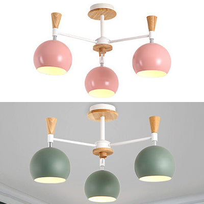 Chic Modern Hanging Chandelier with Dome 3 Bulbs Metal Hanging Pendant Fixture for Dining Room Clearhalo 'Ceiling Lights' 'Chandeliers' Lighting' options 32014