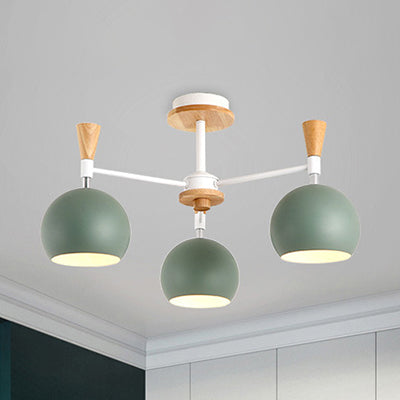Chic Modern Hanging Chandelier with Dome 3 Bulbs Metal Hanging Pendant Fixture for Dining Room Green Clearhalo 'Ceiling Lights' 'Chandeliers' Lighting' options 32015_ff7f740f-46ce-4b71-985f-197bf261e7a4