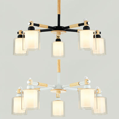 Modern Contemporary Cylinder Pendant Lamps 5 Lights Glass Hanging Chandelier for Dining Room Clearhalo 'Ceiling Lights' 'Chandeliers' Lighting' options 32073